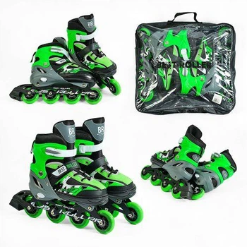 Ролики "Best Roller" розмір 34-37/ колір – ЗЕЛЕНИЙ, колеса PU, ПЕРЕДНЄ КОЛЕСО СВІТЛО, устілка 21.5-24 см, d колес – 7 см, в сумці