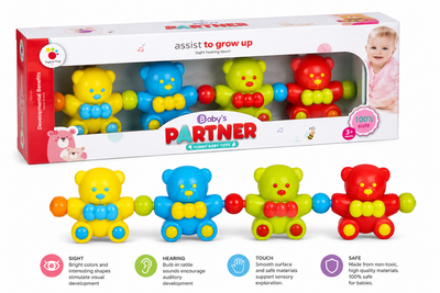 Игрушка-погремушка "Медвежата" для малышей, 4 элемента