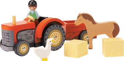 Traktor z przyczepą Tender Leaf Toys drewniany TL8485 (0191856084853)