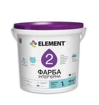 Фарба латексна інтер'єрна для стін та стель матова ELEMENT 2 Біла 1л