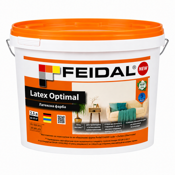Фарба інтер’єрна латексна Feidal Latex Optimal матова миюча для стін і стелі 2,5 л Біла