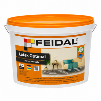 Фарба інтер’єрна латексна Feidal Latex Optimal матова миюча для стін і стелі 5л.