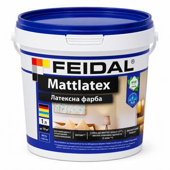 Фарба інтер’єрна латексна Feidal Mattlatex матова миюча для стін і стелі 1л.
