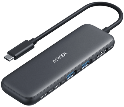 USB-хаб Anker 332 USB-C Hub 5-in-1, PD in 100W, 4K HDMI, 2xUSB-A, USB-C 5Gbps Black (A8355H11)