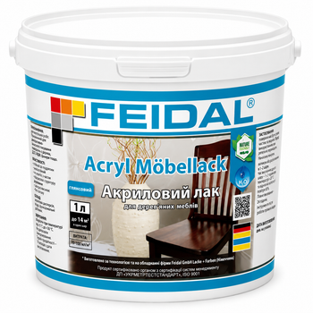 Лак меблевий акриловий глянцевий Feidal Acryl Mobellack Прозорий 1л