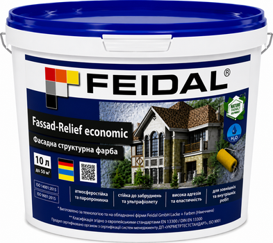 Фарба фасадна структурна Feidal Fassad-Relief economic, матова, Біла, 10л.