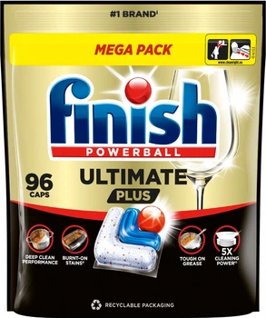Капсулы для мытья посуды в посудомоечных машинах FINISH Ultimate Plus 96 капсул (5908252020935)