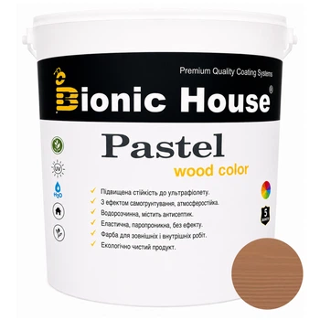 Фарба для дерева PASTEL Wood Color Bionic-House — декоративно-захисна, для фасаду, меблів і паркану 0,8л Мокко