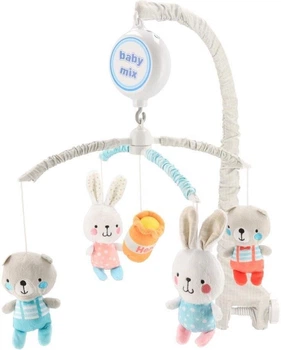 Karuzela do łóżeczka Baby Mix z pluszowymi misiami i królikami 11231 (8596164112311)