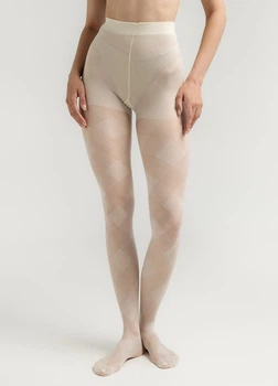 Жіночі фантазійні колготки з геометричним візерунком Giulia TWIST 40 (2) 4 White-crema