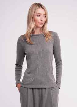 Лонгслив в рубчик Giulia MOSSLINES 7003/150 M Grey-gunsmoke melange, трикотажный, с длинными рукавами, базовый