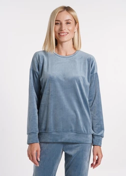 Жіночий велюровий світшот вільного крою Giulia SOFT WINTER 4405/080 L Blue-smoky, бавовна, з манжетами