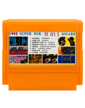 Збірник Ігор RMC Famicom Dendy 8 in 1 Dr. Mario, Quarth, Tetris 1 2, Adventure Island, Chinese Chese, Flipul, Arkanoid 90х TV Game Англійська Версія Тільки Картридж Б/У