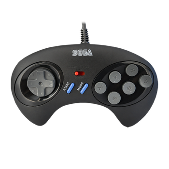 Геймпад Проводной Sega Mega Drive MK-1470 FAT 6 Button Turbo Black 2m Б/У