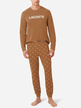 Пижама (лонгслив + штаны) мужская хлопковая Lacoste 582972537 XL Коричневая (1159863283)