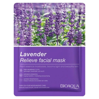 Тканевая маска для лица с экстрактом лаванды Bioaqua Lavander Relieve Facial Mask, 25 мл
