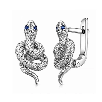 Серьги серебряные Змея с фианитами Silver Style (24055.10 sku:2300103944651)