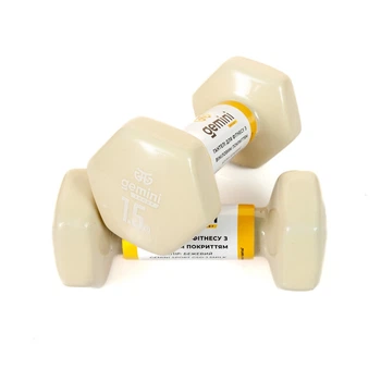 Гантели для фитнеса с виниловым покрытием Gemini Sport GSD-1.5MILK 2 шт, по 1.5 кг, бежевые