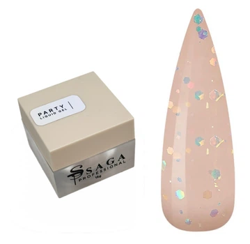 Жидкий гель бежевый с пайетками SAGA Liquid Party gel №05 15 мл