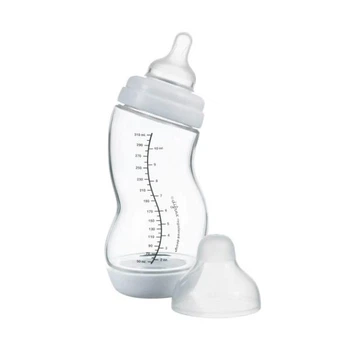 Стеклянная антиколиковая бутылочка Difrax S-bottle Wide с силиконовой соской 310 мл белый (737FE White)