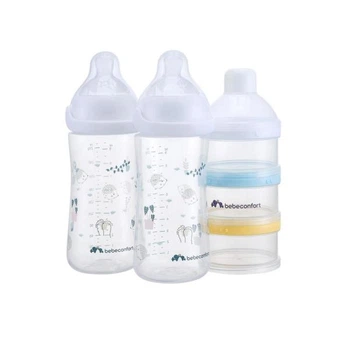 Набор бутылочек для кормления Bebe Confort Emotion Physio с диспенсером Urban Garden 270 мл белый (3102209180)