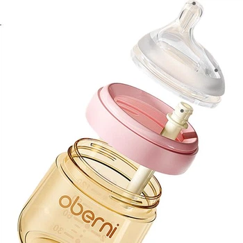 Пляшечка для годування Oubeni Newborn Baby PPSU Anti-Drop Anti-Colic 0-6 місяців 210 мл рожева