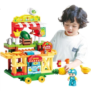 Набор для сборки FEELO, совместимый с LEGO, большой, детский, для мальчиков и девочек, подарок на день рождения, фургончик со свежевыжатыми соками, Y42035.