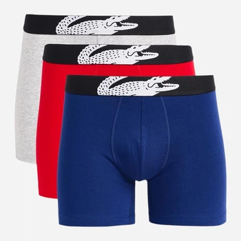 Набір трусів боксерів чоловічих бавовняних Lacoste 215063541 L 3 шт Червоний/Сірий/Синій (1159864181)