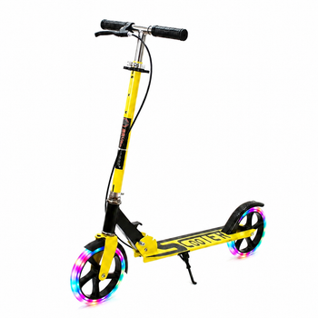 Самокат двухколесный складной с светящимися колесами 200мм Scooter 5252 Yellow