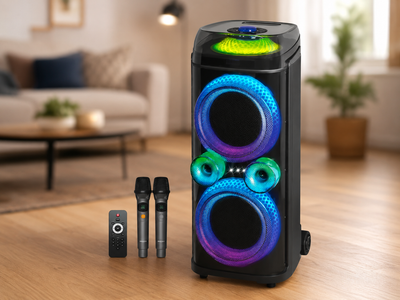 Портативна акумуляторна колонка ZXX-9900 з 2 мікрофонами, Bluetooth, USB, FM і RGB-підсвіткою