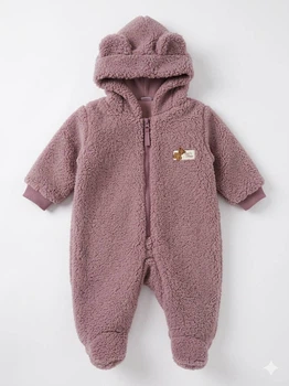 Дитячий теплий комбінезон-чоловічок для дівчинки блідо-рожевого кольору 62 см