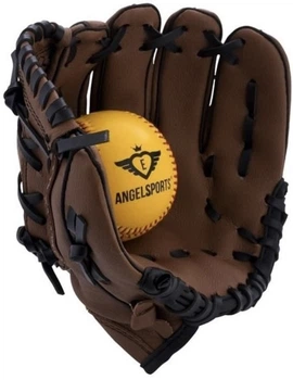 Бейсбольний набір Angel Sports 2 в 1 Бейсбольна рукавиця-пастка 9" та м'яч PVC (8716096005257)