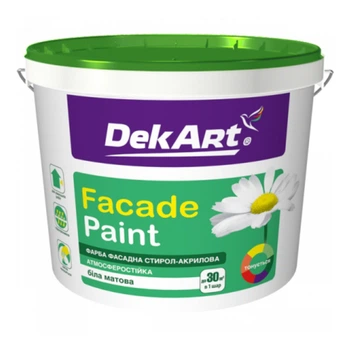 Краска фасадная "Facade Paint", белая матовая. ТМ "DekArt" - 6,3 кг