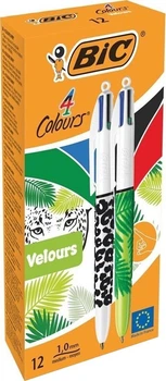 Набір кулькових ручок BIC 4 Colours Velour 4 кольори 1 мм 12 шт (3086123542532)