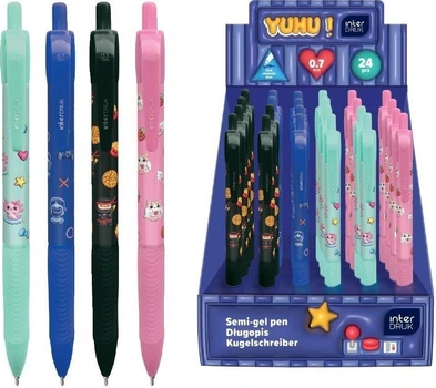 Zestaw długopisów kulkowych Interdruk Yuhu z gripem 0.7 mm 24 szt (5902277365453)