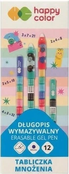 Zestaw długopisów ścieralnych GDD Happy Color Tabliczka mnożenia 0.5 mm 12 szt (5902979032929)