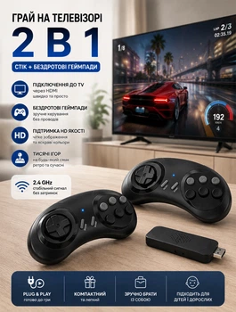Ігрова приставка Game Controller SG800 HDMI з 1600 іграми та 2 бездротовими джойстиками до 30 годин роботи