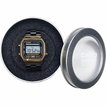 Электронные наручные часы Casio Vintage A168 с подсветкой Illuminator цвет black-gold