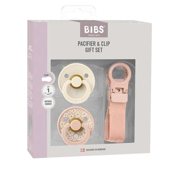 Набір: BIBS 0-6 міс Colour Pacifier & Loop Clip Gift Set Latex – Blush