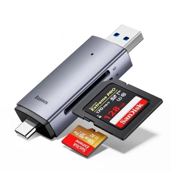 Считыватель карт памяти Baseus Lite Series 2 интерфейса USB-A и Type-C - для micro-SD + SD Card Reader WKQX060113