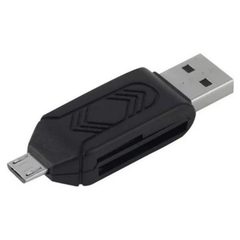 Кардридер - считыватель карт памяти STLab U-375 OTG внешний 2 интерфейса USB + Micro-USB черный