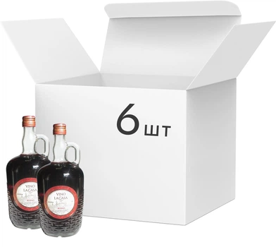 Упаковка вина Vino la Casa Rosso червоне напівсолодке 1 л х 6 шт (14840042012479)