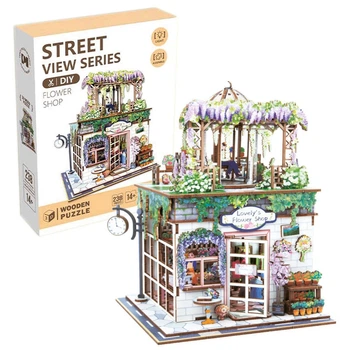 Пазлы деревянные Цветочный магазин 3D Wooden puzzle, с подсветкой 243 детали №68075