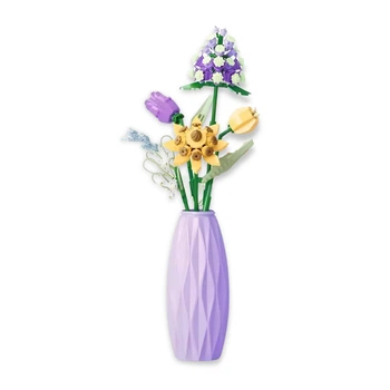Конструктор 3D в вазе Blocks-bouquet Букет в фиолетовой вазе, 309 деталей №2355