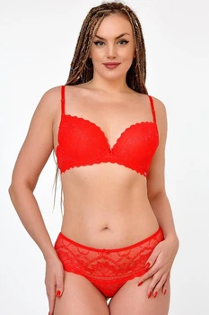 Комплект белья: бюстгальтер push-up и трусики 9414 Balaloum красный 75B/M