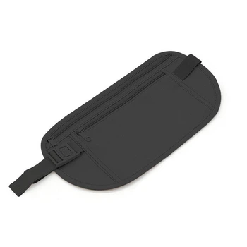 Потайная поясная сумка для денег документов и телефона нейлон 25.5×14 см черная 29779