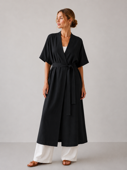 Женское кимоно длинное свободного кроя с поясом Modna KAZKA MKSH2840 - 52/54, Чорний