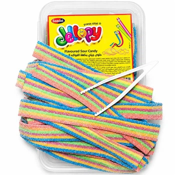 Жевательный мармелад Jellopy мармеладные ленты радужная пластинки ремешки в сахаре (Saadet) 1,5 кг