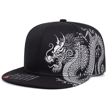 Бейсболка Dragon, чорно-біла з прінтом, повсякденна