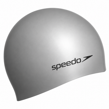 Шапочка для плавания Speedo Flat Cap, взрослая, силиконовая, серебристая, универсальный размер OSFM (8-709911181)